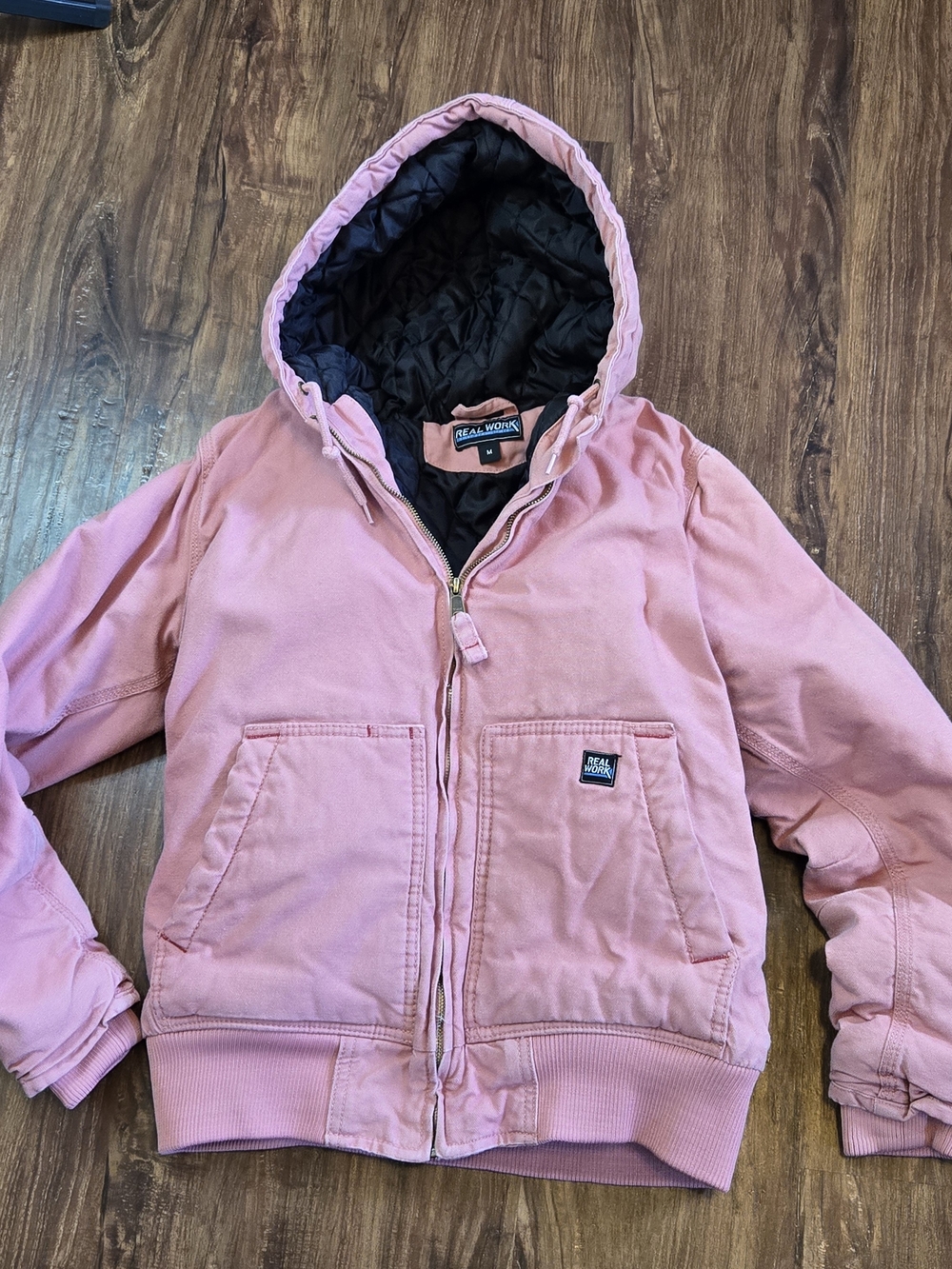 Vintage Pink Canvas Work Coat Real Work - 3M Thinsulate Quilted YKK Zip